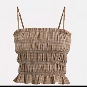 No Boundaries Plaid Seersucker Smocked Cami Top Only Size L(12-14)